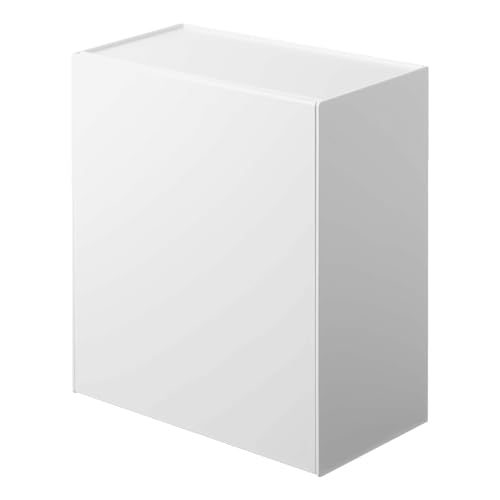 YAMAZAKI Home Tower Compact Wall Bin With Lid & Tray, Small Storage Container or Waste Holder for Bathroom & Kitchen