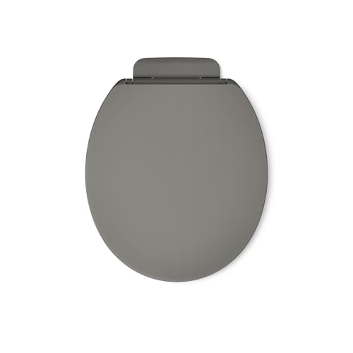 KOHLER K-26802-58 Impro ReadyLatch Quiet Close Round Toilet Seat, Soft Close Lid, Compatible with Round Toilets, Thunder Grey - color: Thunder Gray, size: Round