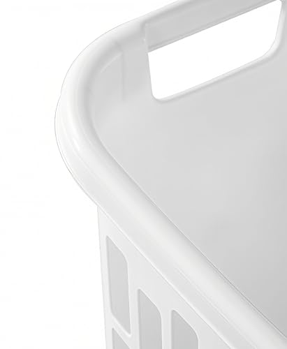 3-Pack 1.8 Bushels Tall Slim Laundry Hamper with Reinforced Handles, White | 63.4L large capacity with open-top design, made of heavy-duty plastic for durable and reliable daily laundry storage.