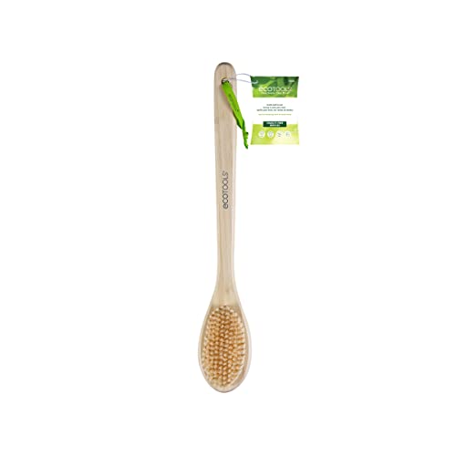 EcoTools Bristle Bath Brush, Shower Body Brush with Gentle, Stiff Bristles, Long Bamboo Handle, Gently Exfoliating for Back & Body, Stimulates Blood Circulation, Eco-Friendly, 1 Count (Pack of 2) - size: 1 Count (Pack of 2)