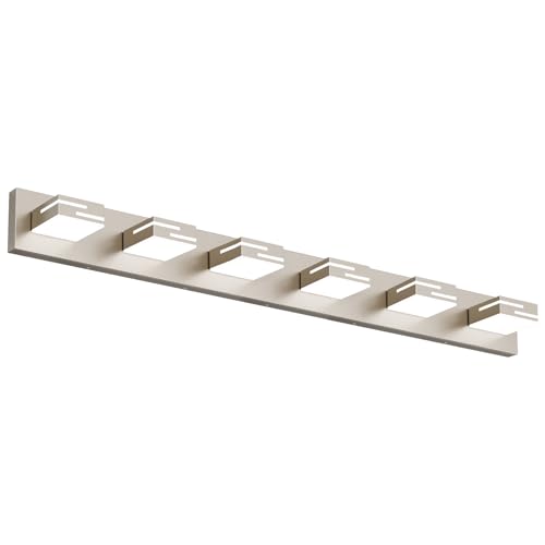 LED Modern Bathroom Vanity Light Fixtures, Dimmable Brushed Nickel Vanity Lights for Bathroom Lighting Fixtures Over Mirror, with 360° Rotatable Acrylic Heads 6-Light 42-inch (Cool White 6000K) - color: Nickel, size: 6-light, 42-inch