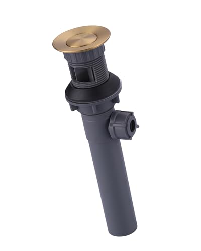 WOWOW Gold Bathroom Drain Assembly with Lift Rod and Overflow Stopper for Vessel Sink - color: Gold, style: Style B: lift rod drain