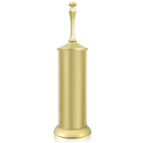Gold Toilet Brush and Holder，Extra Long Handled Toilet Brush for Bathroom，Stainless Steel Heavy Duty Toilet Bowl Brush,Deep Cleaning Modern Toilet Cleaner Brush -Space Saving, Covered Brush, Durable - color: Gold