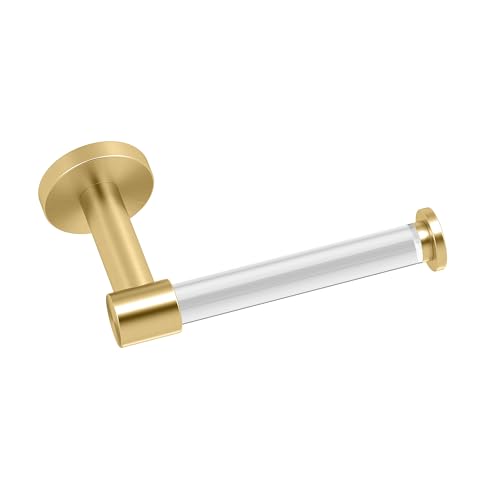 Gatco 5733 Clarion Toilet Paper Holder | Wall Mount Bathroom Accessory, Modern Bathroom Toilet Paper Roll Holder | Crystal-Clear Acrylic & Brushed Brass Finish - color: Acrylic Brushed Brass