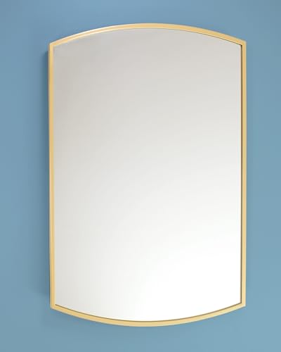 16x20 Harper Crescent Metal Framed Rectangle Recessed Bathroom Medicine Cabinet, Arced Mirror, 14x18 in-Wall Opening, Adjustable Glass Shelves, Magnet Close, Gold - color: Gold, size: 16x20