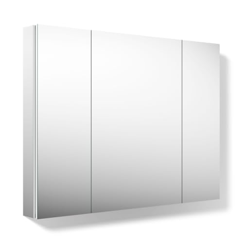 Kohler 99010-NA Verdera® Three-Door Bathroom Medicine Cabinet with Mirror, Surface-Mount Installed or Recessed Medicine Cabinet, Anodized Aluminum, 40 in. W x 30 in. H - size: 40" W x 30" H, style: Standard