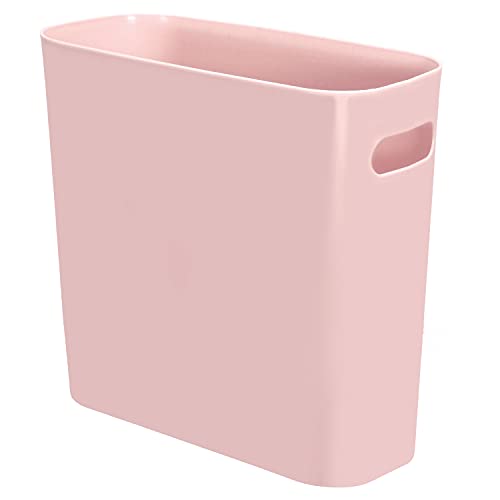 Youngever 1.5 Gallon Slim Trash Can, Plastic Garbage Container Bin, Small Trash Bin with Handles for Home Office, Living Room, Study Room, Kitchen, Bathroom (1 Pack Pink) - color: Pink