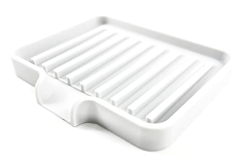 Silicone Soap Dish Tray and Sponge Holder with Drain Chute, Rectangular, Kitchen and Bathroom Sink Organizer (White, 5.2"x4" (Set of 2), 7.2 Ounces) - color: White, size: (SM) 5.2"x4" (2pcs)