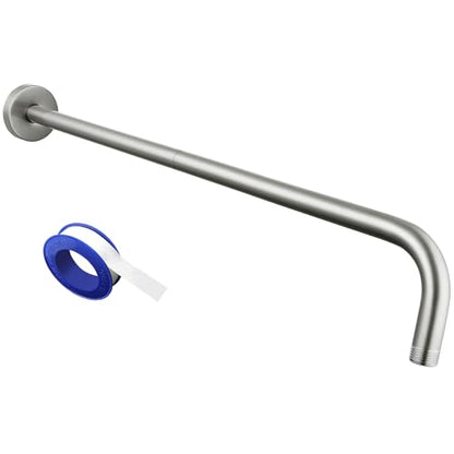 Voolan Shower Arm with Flange and Teflon Tape, Extension Shower Head Arm for Bathroom Fixed Shower Head, Solid Stainless Steel, Wall Mounted (24 Inch, Brushed Nickel) - color: Brushed Nickel, style: 24 Inch