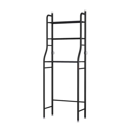 Over The Toilet Storage Shelf 3 Tiers Bathroom Organizer Rack with Paper Holder Not Included(Black) - color: Black