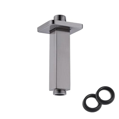 4 Inch Shower Arm with Flange, BSTIIU Ceiling Mounted Square Shower Head Extension Arm, 1/2 NPT Straight Arm for Rain Shower Head, Shower Head Extension Replacement Pipe Arm, Brushed Nickel - color: Brushed Nickel, style: 4-Inch