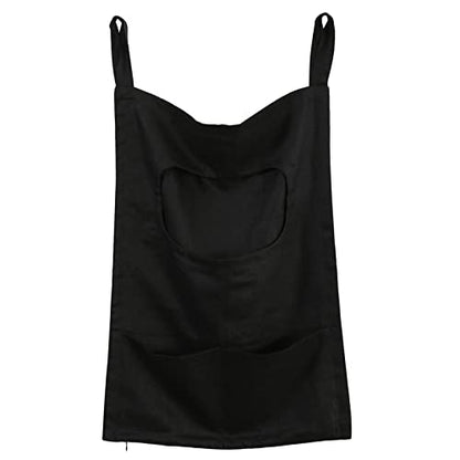 Amazhiyu Pure Linen Over The Door Laundry Hanging Hamper Bag with Bottom Zipper and Pockets Black - color: Black