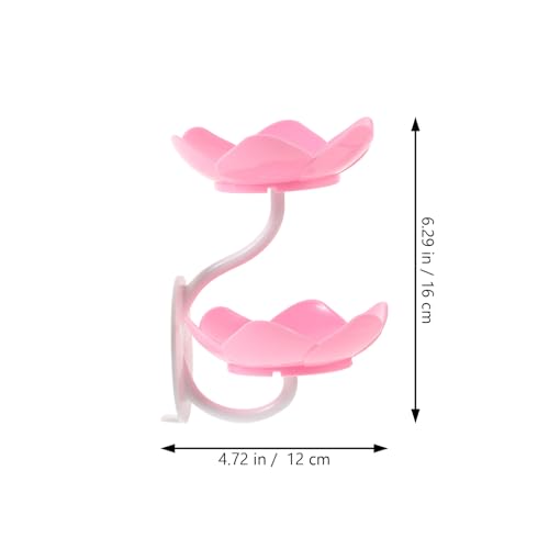 TOYANDONA Double Layer Lotus Soap Dish with Drain Pink Plastic Soap Holder Storage Rack for Bathroom Wall Mount No Drilling Suction Cup