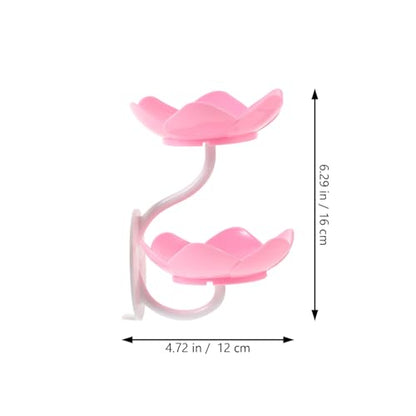 TOYANDONA Double Layer Lotus Soap Dish with Drain Pink Plastic Soap Holder Storage Rack for Bathroom Wall Mount No Drilling Suction Cup