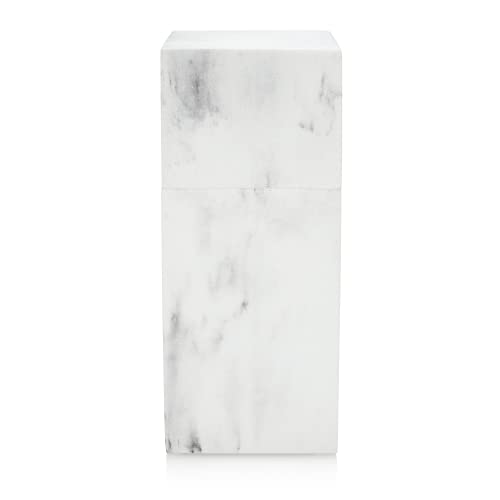 Toothbrush Holder with Lid, Elegant White Marble Bathroom Toothbrush & Toothpaste Organizer – Blanc Collection - color: White Marble