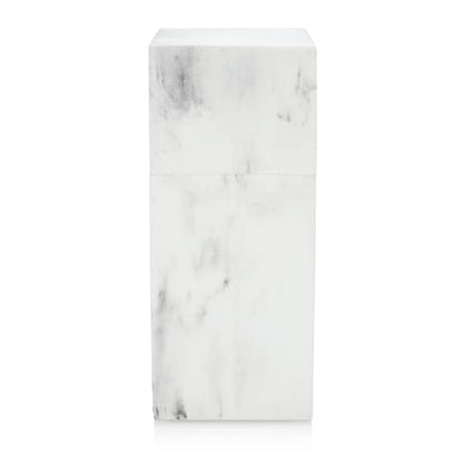 Toothbrush Holder with Lid, Elegant White Marble Bathroom Toothbrush & Toothpaste Organizer – Blanc Collection - color: White Marble