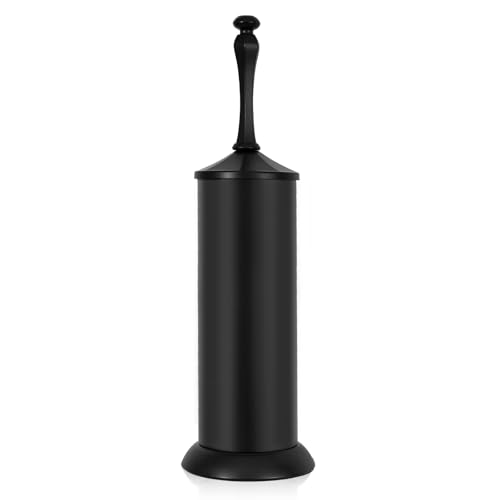 Black Toilet Brush and Holder，Extra Long Handled Toilet Brush for Bathroom，Stainless Steel Heavy Duty Toilet Bowl Brush,Deep Cleaning Modern Toilet Cleaner Brush -Space Saving - color: Black