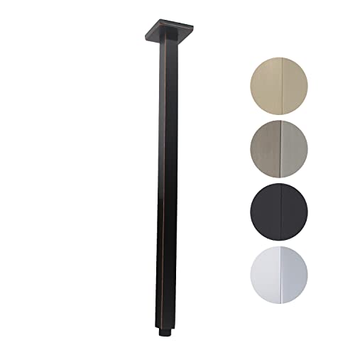 Shower Arm with Flange 24 Inches Ceiling Mount Square Straight Extender Extension Pipe Replacement, Extra Long Shower Arm For Fixed Rain Shower Head or High Ceiling, Oil-Rubbed Bronze - color: Oil Rubbed Bronze, style: 24inch