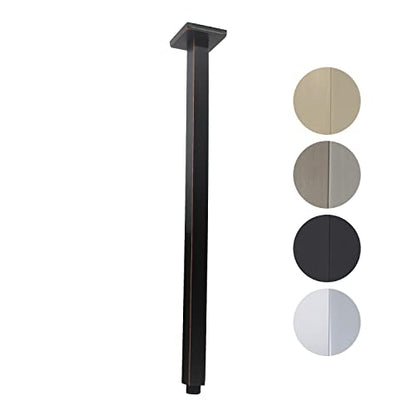 Shower Arm with Flange 24 Inches Ceiling Mount Square Straight Extender Extension Pipe Replacement, Extra Long Shower Arm For Fixed Rain Shower Head or High Ceiling, Oil-Rubbed Bronze - color: Oil Rubbed Bronze, style: 24inch