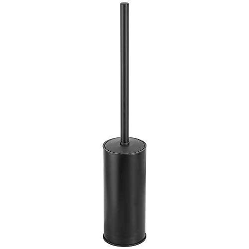 Freestanding Toilet Brush Holder for bathrooms 304 Stainless Steel Toilet Brush Stand Round Storage and Organization Rust Resistant 18-inch high Matte Black Finished - color: 18-inch Round High Matte Black