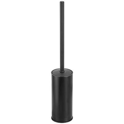 Freestanding Toilet Brush Holder for bathrooms 304 Stainless Steel Toilet Brush Stand Round Storage and Organization Rust Resistant 18-inch high Matte Black Finished - color: 18-inch Round High Matte Black