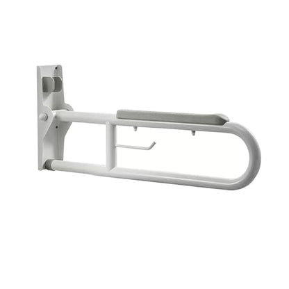 27.6 INCH Stainless Toilet Safety Rails, Disabled Flip-Up Bathroom Grab Bar with Paper Holder, Toilet Handrails Hand Grips Handle Shower Assist Aid, Handicap Grab Bars for Elderly(Gray:Gray) - color: Gray