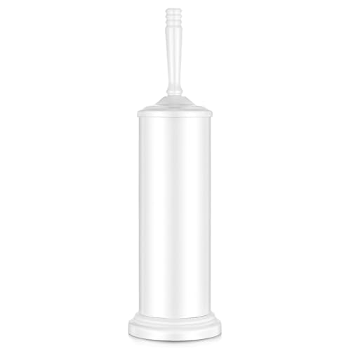 White Toilet Brush and Holder Set，Toilet Bowl Brush and Holder | Heavy Duty Toilet Brush for Bathroom, Stainless Steel Toilet Cleaner Brush,Deep Cleaning,Space Saving,Covered Brush - color: White