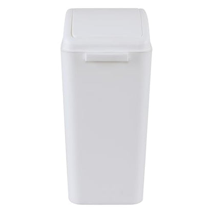 4.2 Gallon Swing Top Trash Can, Slim Plastic Wastebasket | Space-Saving Narrow Bin for Bathroom, Kitchen, Office, Easy Swing Lid, White, Lightweight and Easy to Clean - color: White