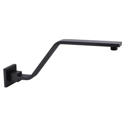 16 Inch S Shape Matte Black Shower Head Arm, Square Wall Mounted Shower Arm and Flange Included - color: Matte Black