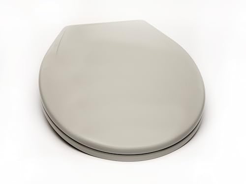 2Q1R6-81 Deluxe Slow Close Plastic Toilet Seat with Vari-Adjust Lok-Down R'N'C Hinge and Quik-Lok Mounting Hardware, Round, Ice Gray - color: Ice Gray, style: Round