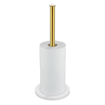 JQK Toilet Paper Storage Stand White Gold, 304 Stainless Steel Tissue Reserve Holder Dispenser for Bathroom, Brushed Gold, TPS180-WG - color: Gold & White Base