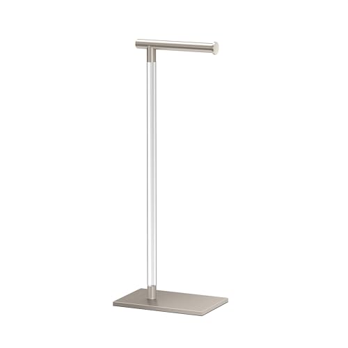 Gatco 1331SN Toilet Paper Holder Stand, Satin Nickel, Acrylic Post, Weighted Base, Freestanding Bathroom Floor Stand, 22.25 Inch - color: Satin Nickel/Acrylic, 22.25"h