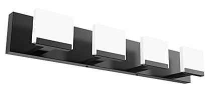 Ralbay 4 Light Black Bathroom Vanity Light Fixtures Acrylic Matte Black Vanity Light Fixtures LED Modern Bathroom Vanity Lights Over Mirror - color: Black, size: 4-Light