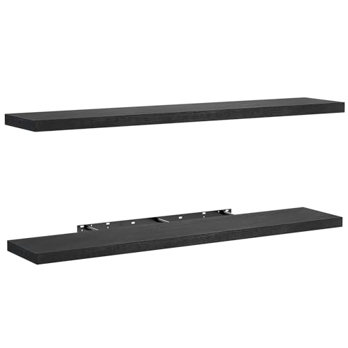 AMADA HOMEFURNISHING Floating Shelves Wall Mounted, 47 x 8 Inch Wall Shelves for Bathroom, Bedroom, Living Room, Black Shelves Set of 2 - color: Black, size: 47 inches