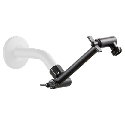 OFFO Shower Head Extension Arm, 6 in Shower Extension Arm with Locking Nut, Adjustable Height and Angle, Universal G1/2 Connector for Fixed and Handheld ShowerHead, Matte Black - color: Matte Black, style: 6 in