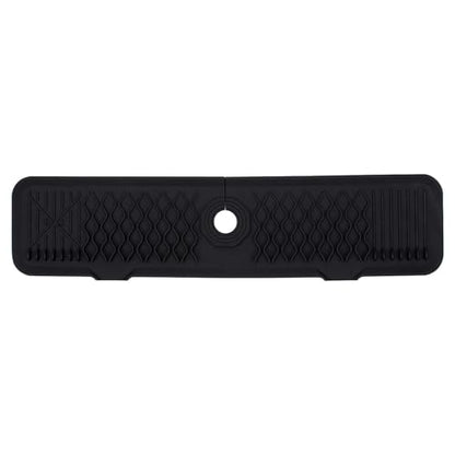 24 Inch Faucet Mat for Kitchen Sink Silicone Sink Splash Guard 5° Slope Faucet Draining Mat Dish Soap Sponge Holder Around Faucet Bathroom Gadgets Sink Accessories Drying Mats Organizer, Black - color: Black