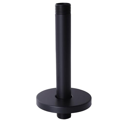 Straight Shower Arm with Flange, Ceiling Mount 6" Rainfall Shower Head Arm Extension Replacement, High Pressure & Hard Water Compatible, Matte Black - color: Round Matte Black 6 Inch