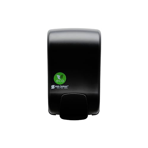 San Jamar Ecologic Rely Recycled Plastic Manual Liquid Soap Dispenser, Liquid Dispenser, Wall Mounted Dispenser with Zero Waste for Home and Business, 900 Ml, Black