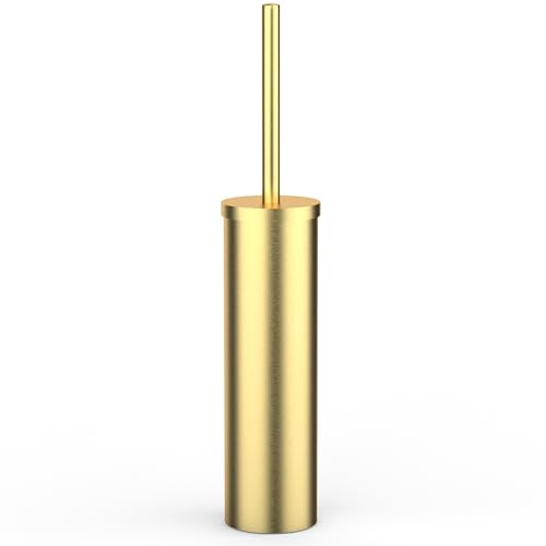 Stainless Steel Toilet Brush and Holder Set Brushed Silver Heavy Duty Toilet Bowl Brush with Long Handle for Bathroom and Farmhouse (Gold) - color: Gold
