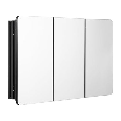 VEVOR Medicine Cabinet, 25.5 x 40 inch, Medicine Cabinet for Bathroom with Mirror, Aluminum Frame Bathroom Wall Cabinet, 4-Layer Adjustable Shelves, Recessed & Wall-Mounted Installation - size: 25.5x40in