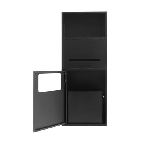 Recessed Toilet Paper Holder in Wall Tissue Toilet Roll Holder Stainless Steel recessed wall Niche Bathroom Toilet Paper Holder with Storage Cabinet for Kitchen Bedroom Hotel (27.5in-Black) - color: 27.5in-black