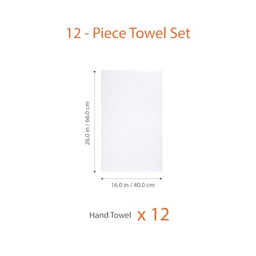 Amazon Basics Soft and Thick Cotton Hand Towels for Bath, Kitchen, Gym, 16 x 26 in, White, 12-Pack - color: White, size: 12 Pack