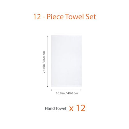 Amazon Basics Soft and Thick Cotton Hand Towels for Bath, Kitchen, Gym, 16 x 26 in, White, 12-Pack - color: White, size: 12 Pack