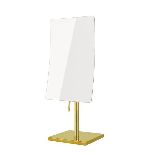 DOWRY 5X Tabletop Magnifying Makeup Mirror Adjustable Rectangular Vanity Mirror for Bedroom 304 Stainless Steel Gifts for Women Wife Mom Teengirls Mothers Day Gold Brushed - color: Gold Brushed-5x