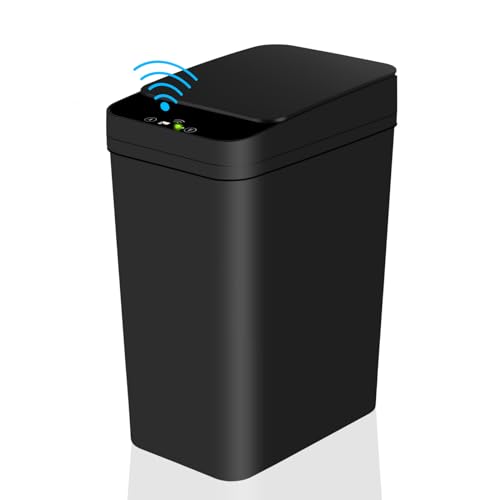 Anborry Bathroom Touchless Trash Can 2.2 Gallon Smart Automatic Motion Sensor Rubbish Can with Lid Electric Narrow Small Garbage Bin for Kitchen, Office, Living Room, Toilet, Bedroom, RV - color: 2.2 Gallon Black