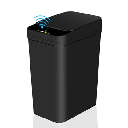 Anborry Bathroom Touchless Trash Can 2.2 Gallon Smart Automatic Motion Sensor Rubbish Can with Lid Electric Narrow Small Garbage Bin for Kitchen, Office, Living Room, Toilet, Bedroom, RV - color: 2.2 Gallon Black