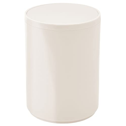 mDesign Plastic Small Slim Round 1.7 Gallon/6.5 Liter Trash Can with Removable Swing Lid - Wastebasket, Garbage Container Basket Bin for Master/Guest Bathroom - Holds Rubbish/Recycle - Cream/Beige - color: Cream