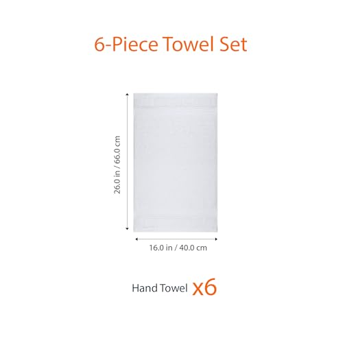 Amazon Basics 100% Cotton Hand Towels, Fade-Resistant, Soft and Absorbent, 16 x 26 inches, White, 6-Pack - color: White, size: Hand Towel (Pack of 6), style: Classic