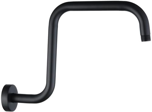 BRIGHT SHOWERS 13 Inch Shower Head Extension Arm with Flange S Shaped High Rise Extender, Long Stainless Steel Rainfall Shower Head Pipe Arm, Oil-Rubbed Bronze - color: Oil Rubbed Bronze, style: S-Shape 13 Inch