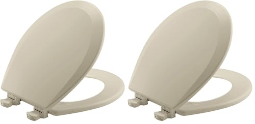 Bemis 500EC Durable Wood Toilet Seat with Easy Clean Hinges, Made in USA, Round, Bone (Pack of 2) - color: Bone, size: Round (Pack of 2)
